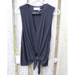 Mustard Seed black cut out tie tank